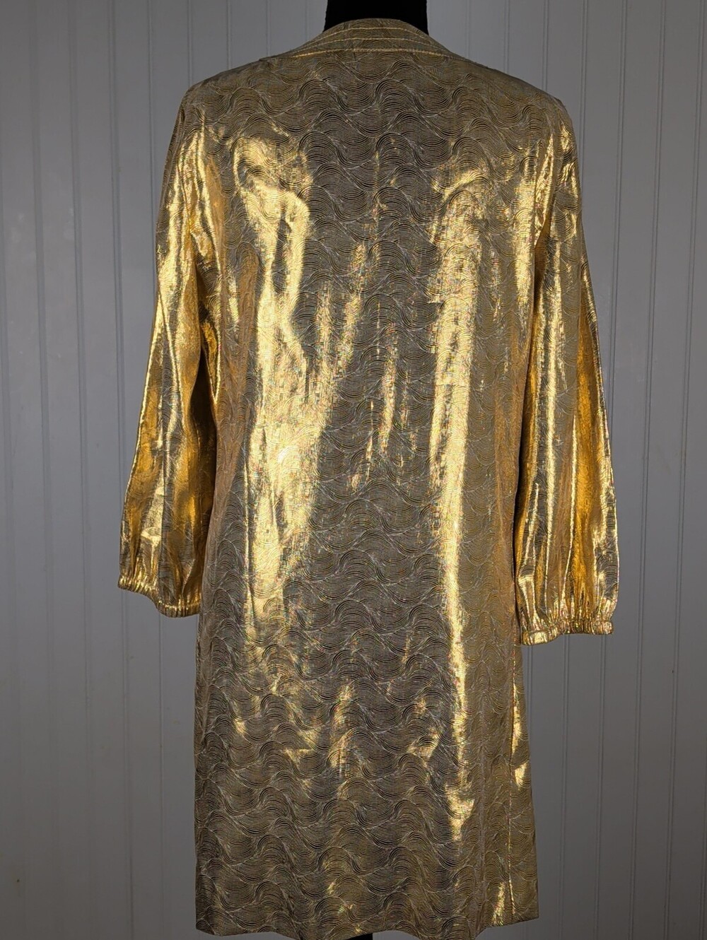 Tory Burch Gold Metallic Shift Dress Size 10 - Picture 5 of 9